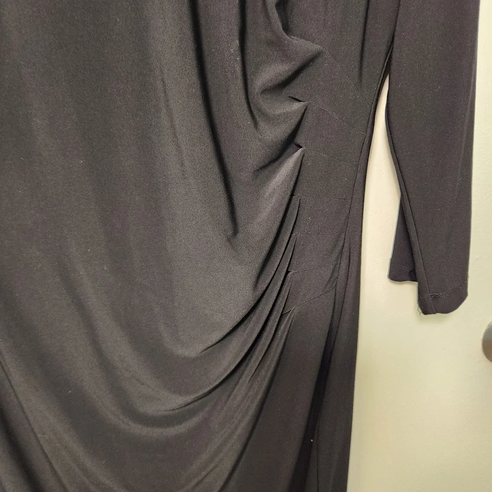 Lauren Ralph Lauren Black Embellished Rhinestone Neck Black Midi Dress LBD Sz 14